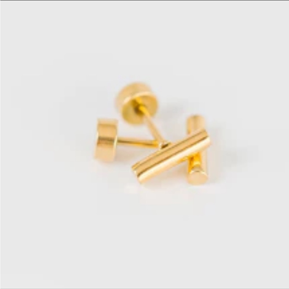 Bundle of Pierced Co. Silver and Gold Bar Stud Earrings - Picture 3 of 4